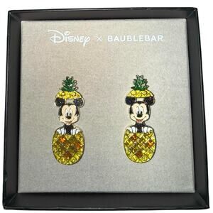 DISNEY Baublebar Dangle Earrings- MICKEY mouse In Pineapple New in box tropical